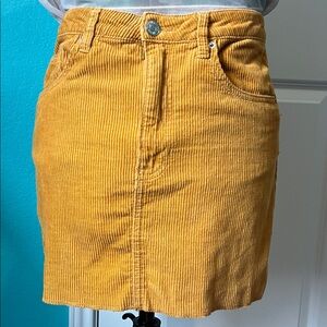 Yellow Corduroy Mini Skirt